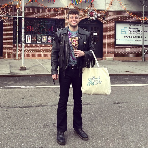 Authentic leather biker jacket with fringe - Picture 4 of 4